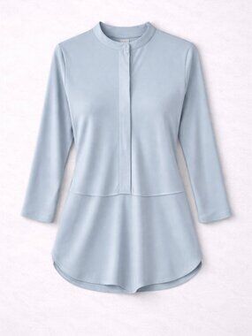 Lauren Ralph Lauren Tunic Top Petite Small Light Blue Minimalist Blouse
